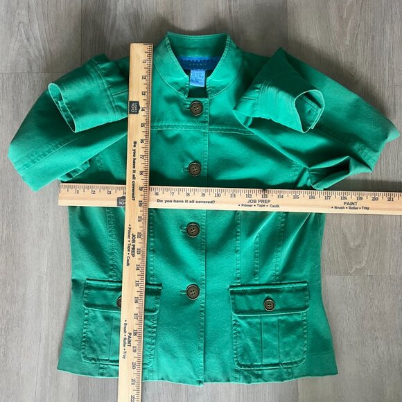 Doncaster Sport Womens Jacket Mandarin Sz 2 Kelly Green Retro Workwear Fitted - Picture 4 of 7